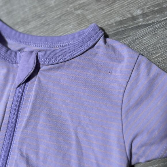 Teach Leanbh 3–6M Baby Zip Romper Set of 2 Lavender Purple Short Sleeve Sleepers - Picture 3 of 4